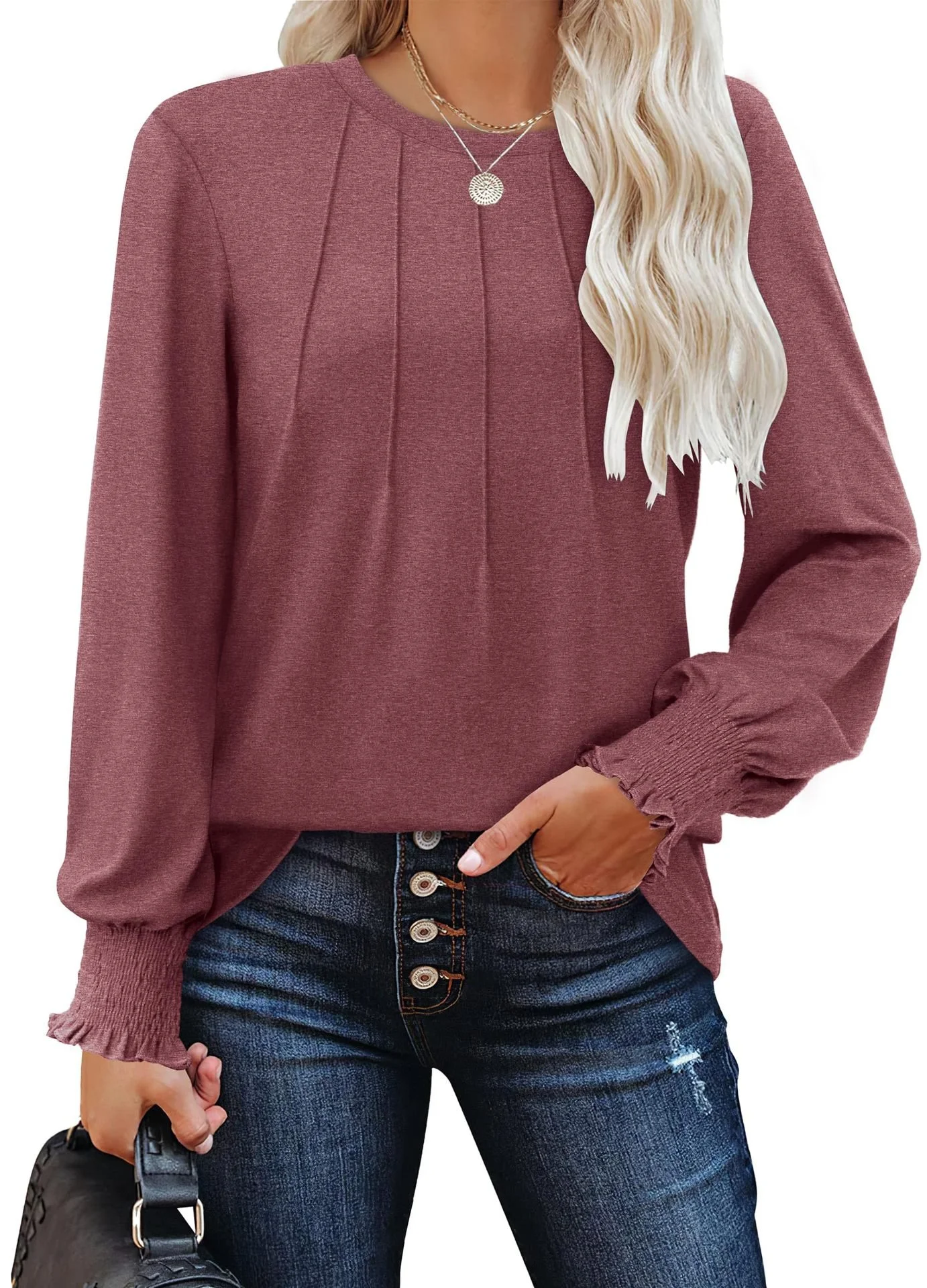 Casual Plain Crew Neck Long Sleeve T-shirt