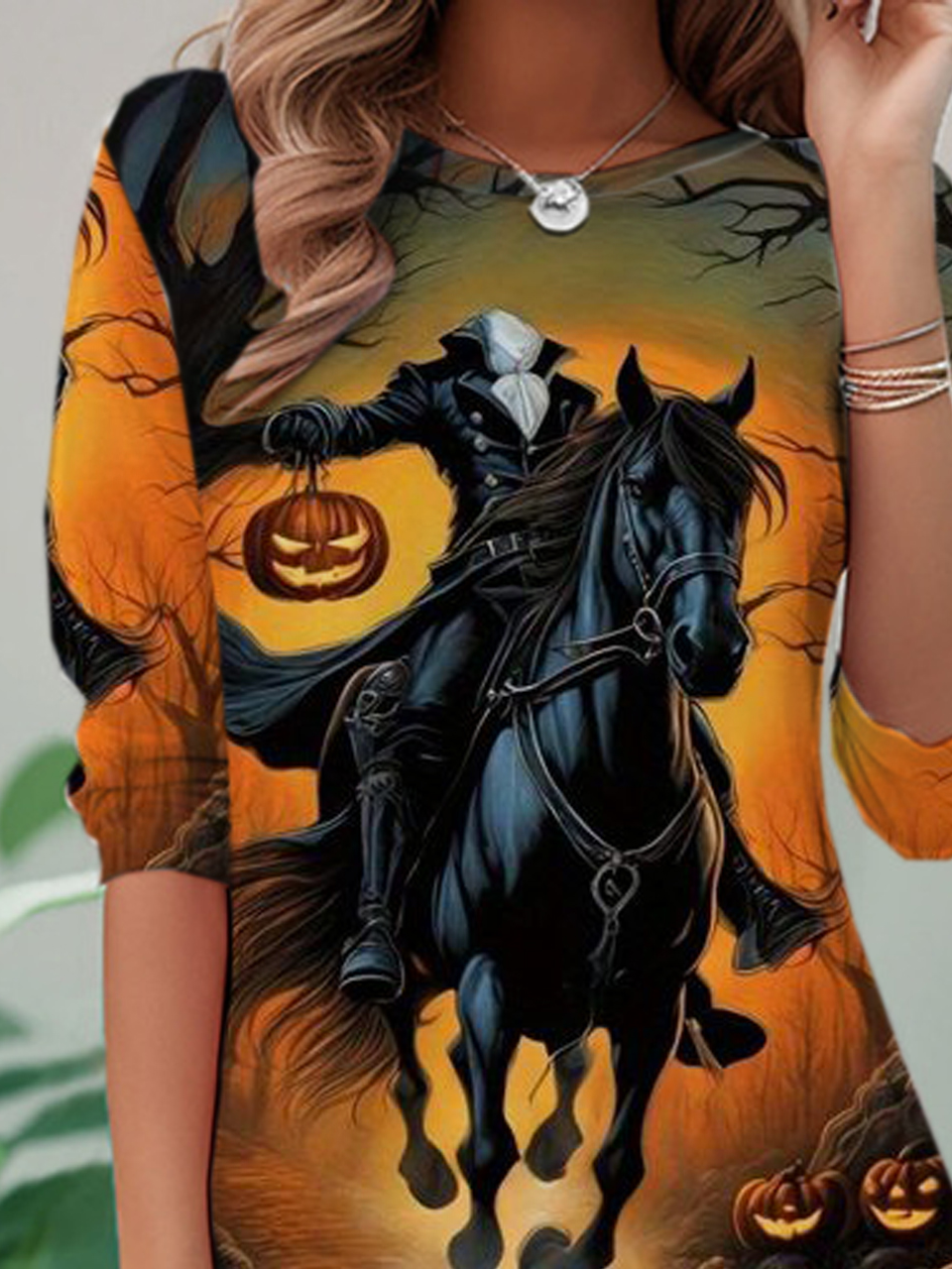 Casual Halloween Crew Neck Long Sleeve T-shirt