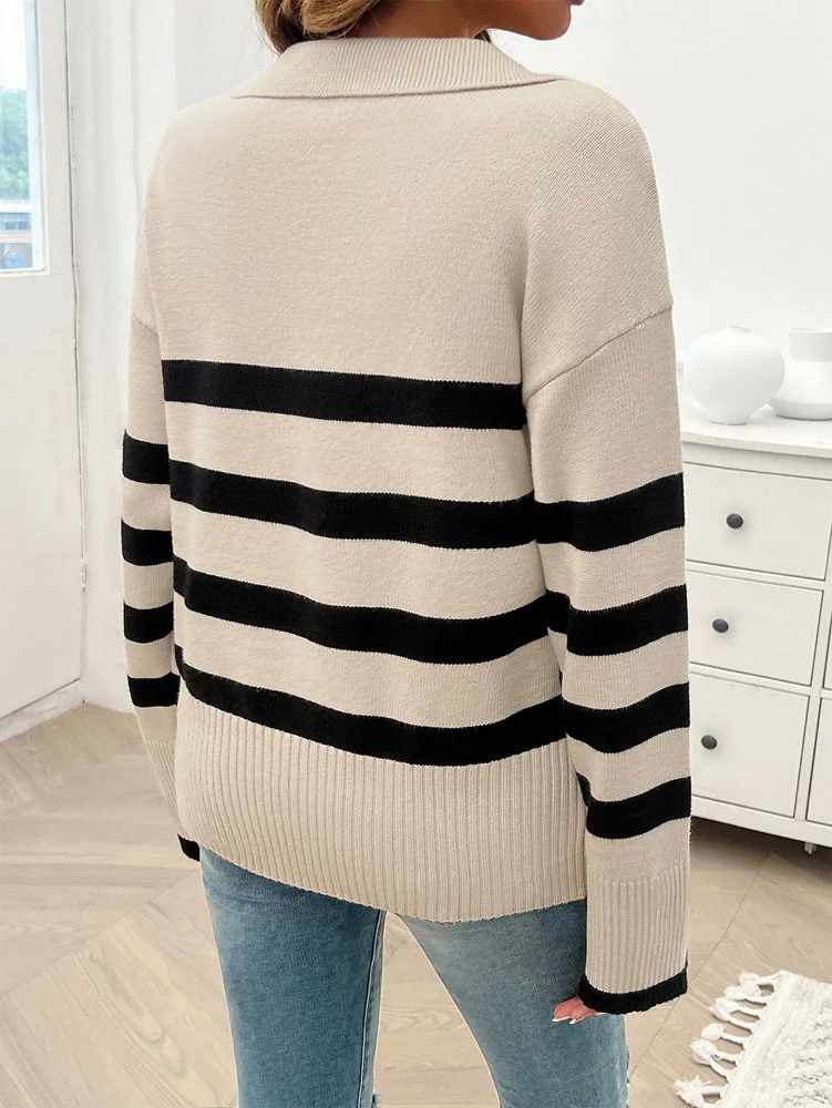 Women Wool/Knitting Striped Long Sleeve Comfy Casual Sweater