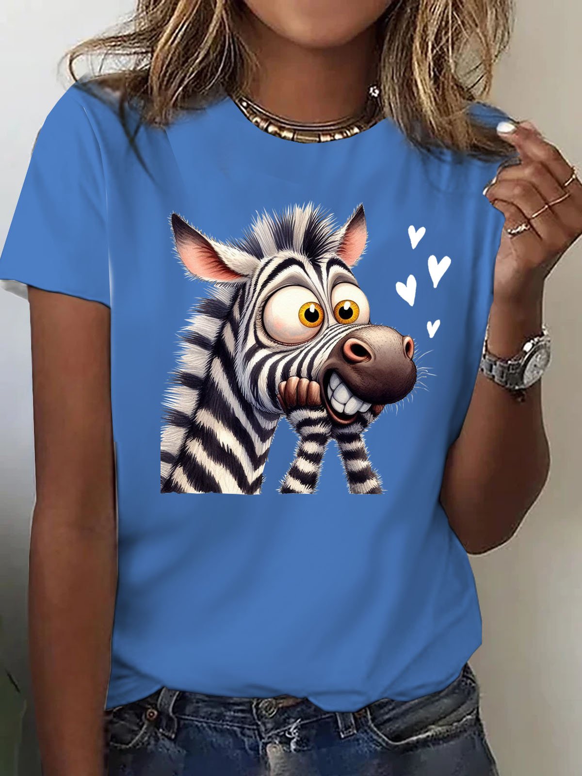 Casual Zebra Crew Neck Short Sleeve T-shirt