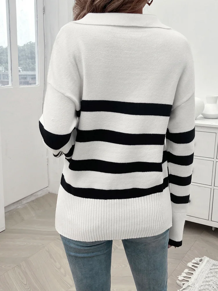 Women Wool/Knitting Striped Long Sleeve Comfy Casual Sweater