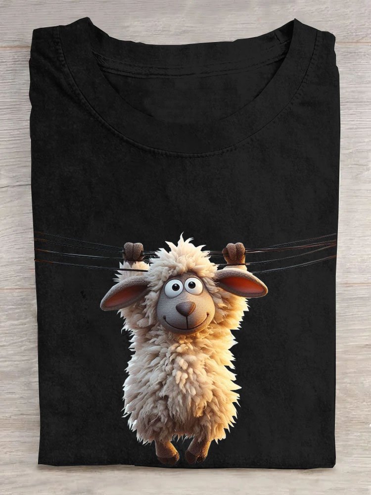 Casual Animal Crew Neck Short Sleeve T-shirt