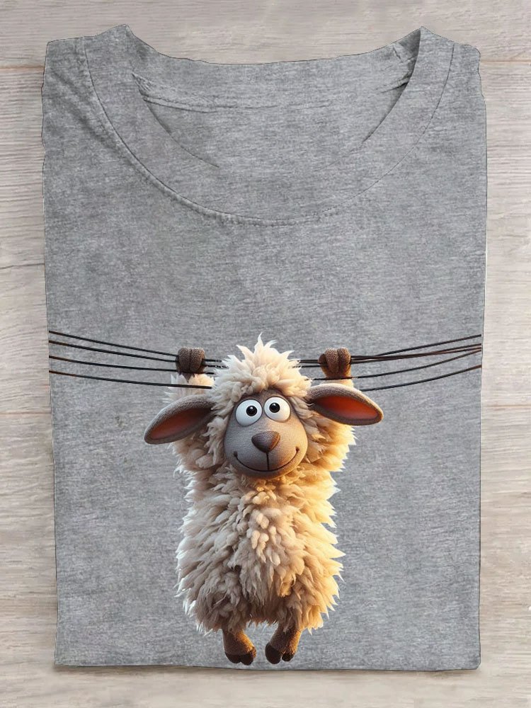 Casual Animal Crew Neck Short Sleeve T-shirt