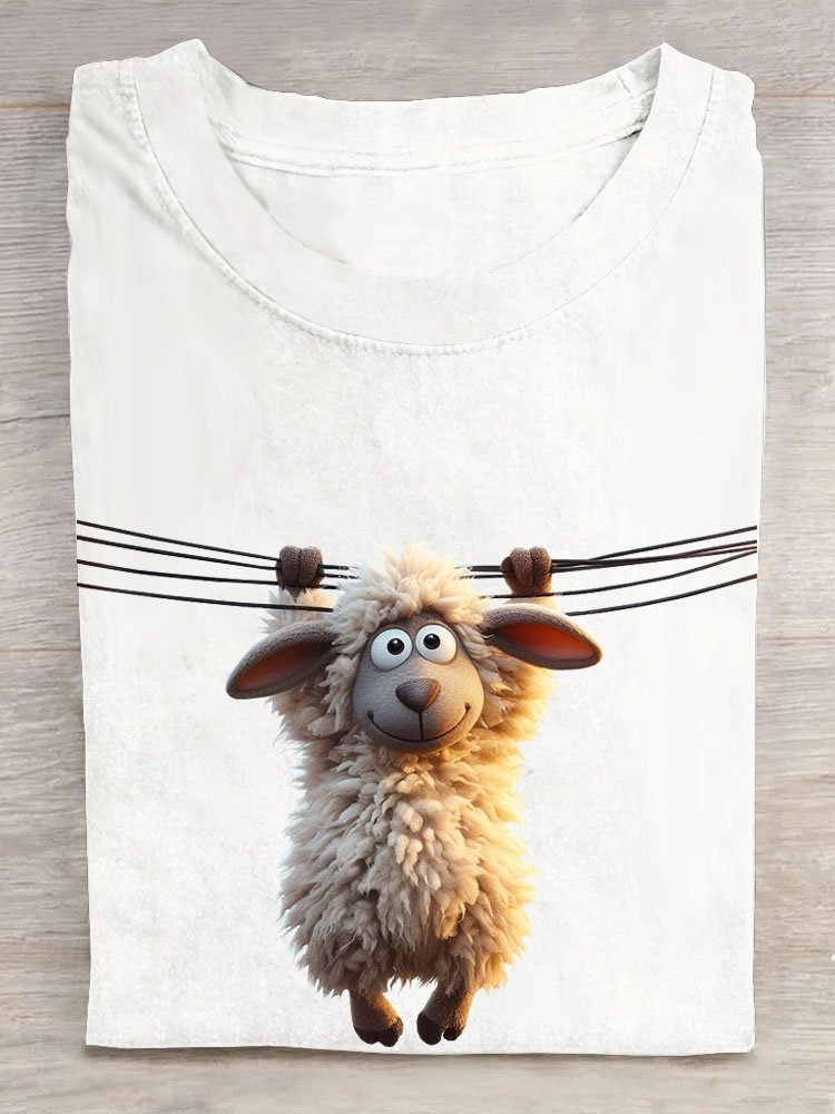 Casual Animal Crew Neck Short Sleeve T-shirt