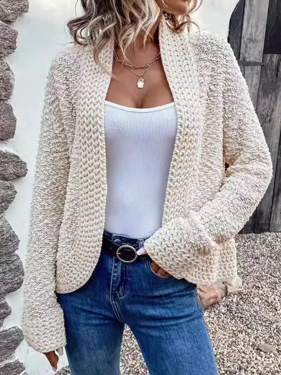 Women Wool/Knitting Striped Long Sleeve Comfy Casual Cardigan