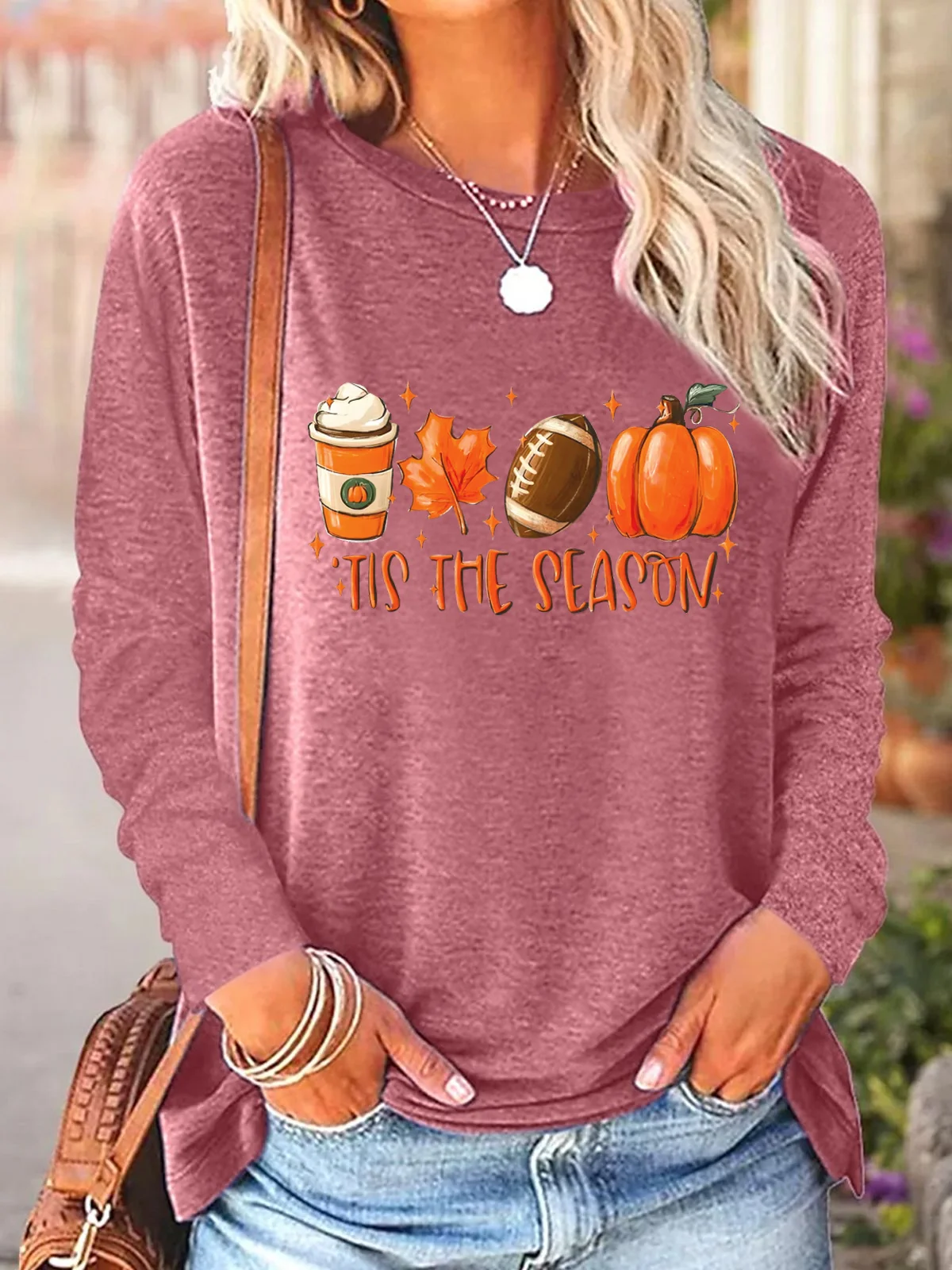 Crew Neck Long Sleeve Halloween Regular Loose Blouse For Women