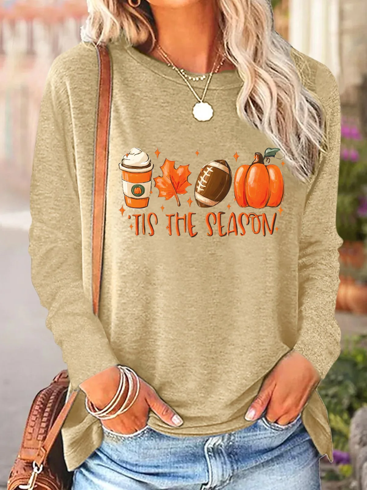 Crew Neck Long Sleeve Halloween Regular Loose Blouse For Women