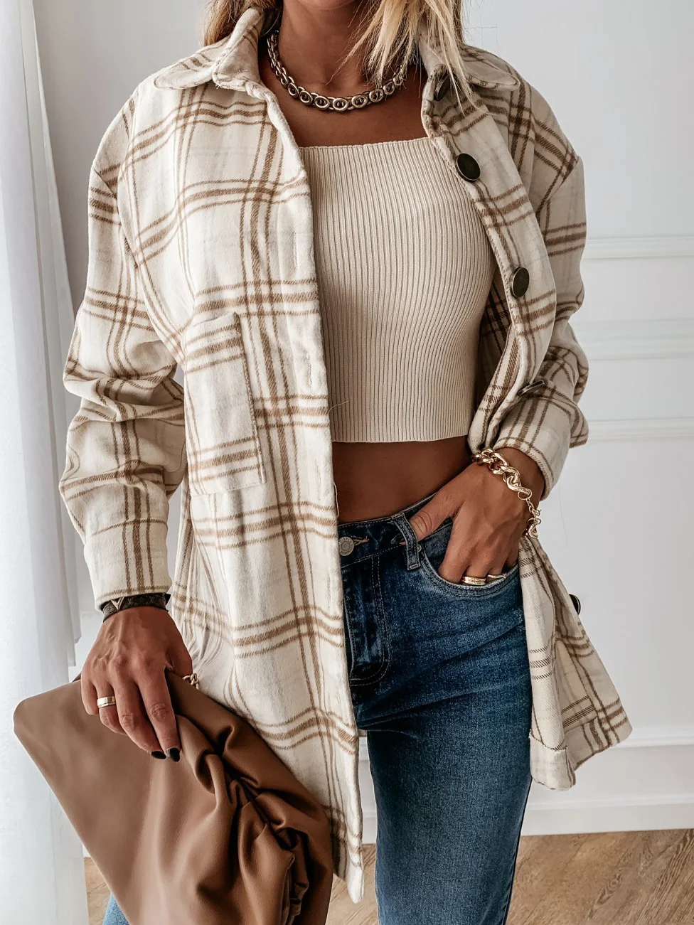 Women's Plaid Regular Loose Jacket