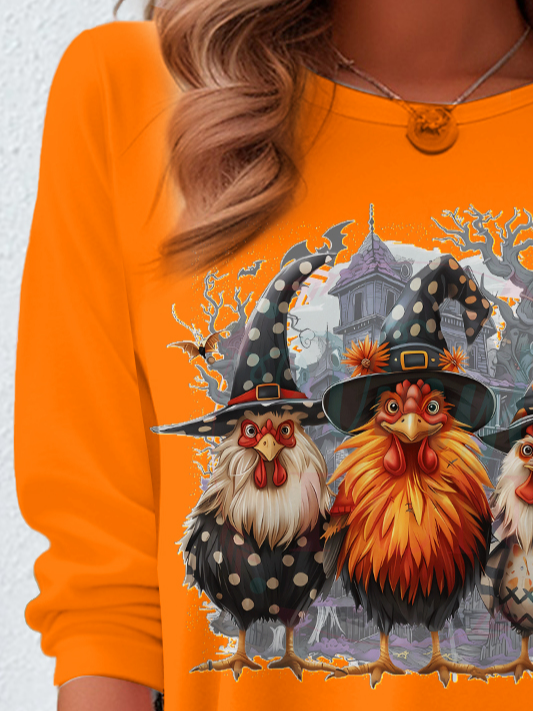 Vintage Halloween Crew Neck Long Sleeve T-shirt