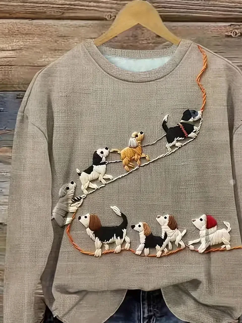 Casual Crew Neck Animal Sweatshirt