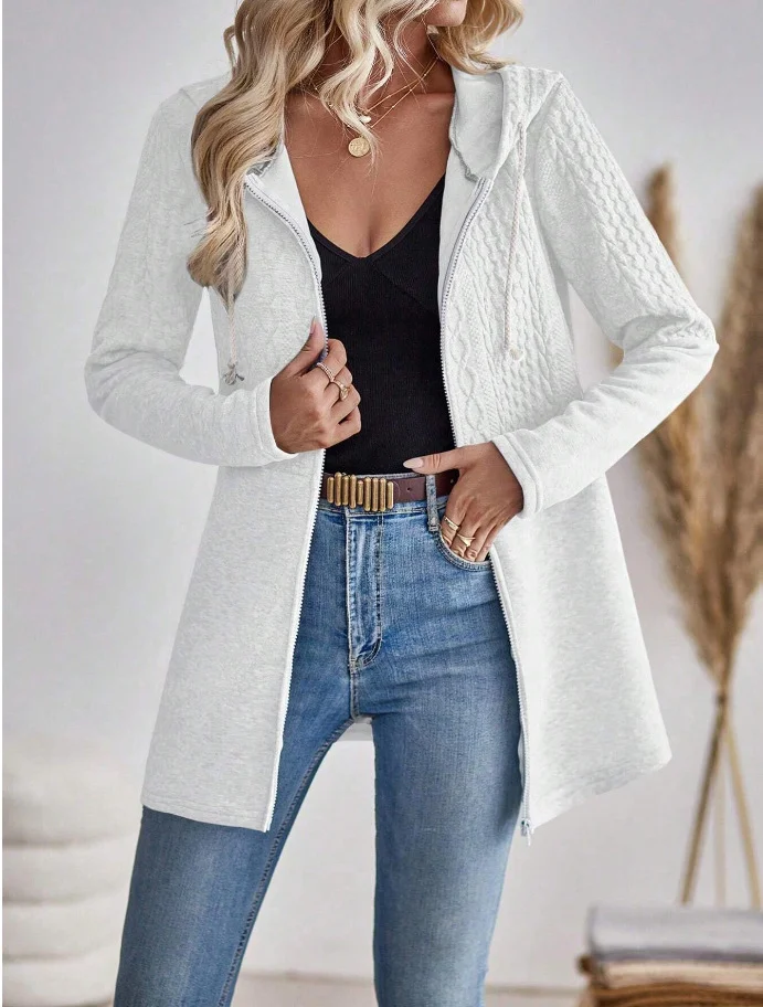 Women's Plain Zipper Regular Loose Jacket