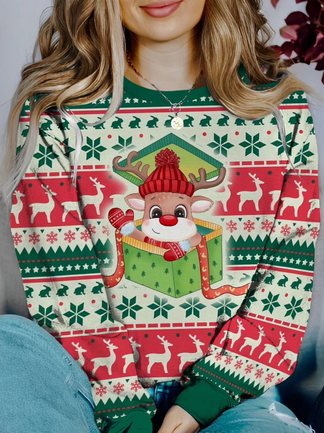 Casual Crew Neck Christmas/Halloween Sweatshirt