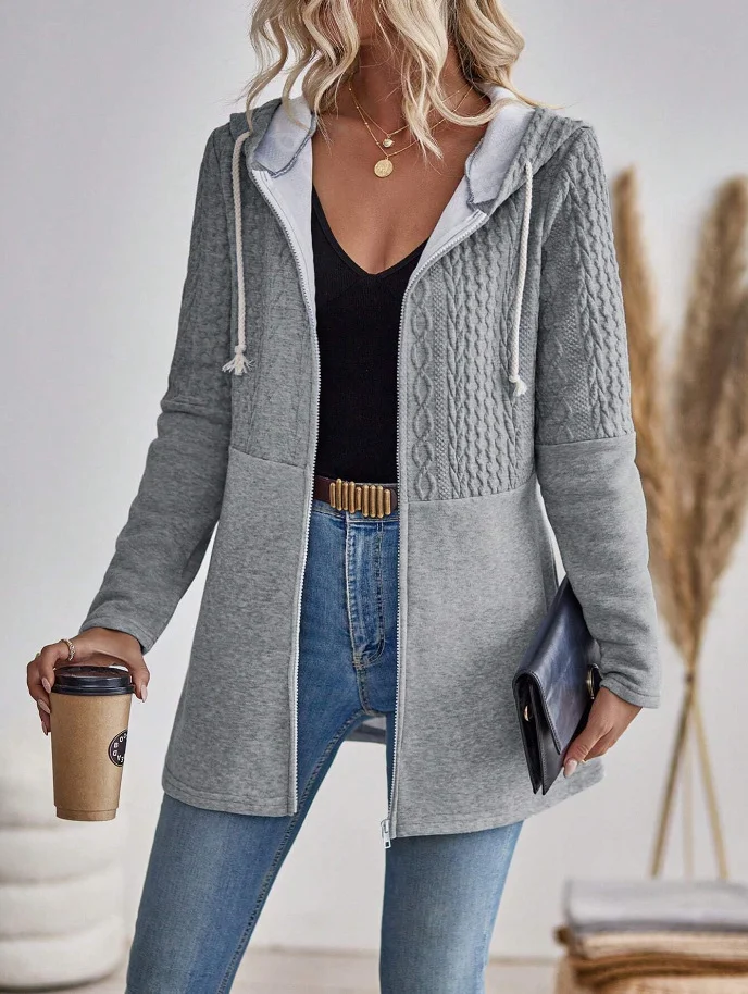 Women's Plain Zipper Regular Loose Jacket