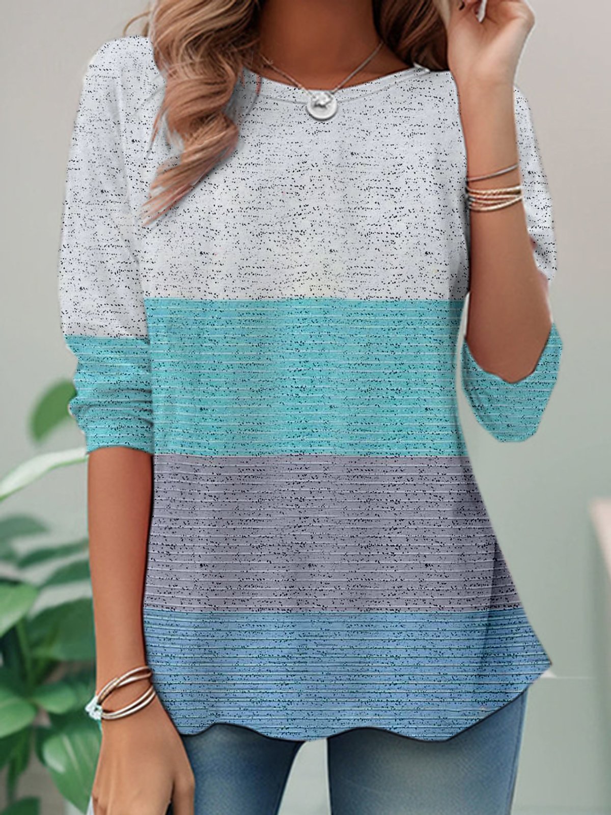 Casual Striped Crew Neck Long Sleeve T-shirt