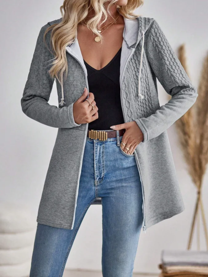 Women's Plain Zipper Regular Loose Jacket