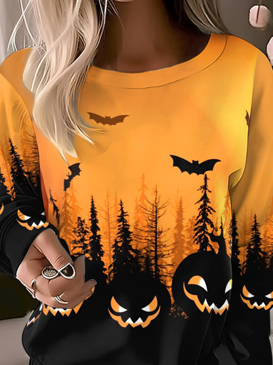 Casual Crew Neck Halloween Sweatshirt