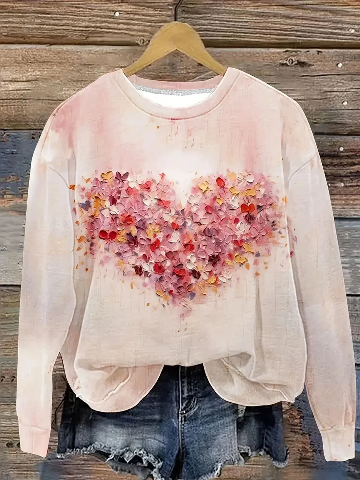 Casual Crew Neck Abstract Sweatshirt