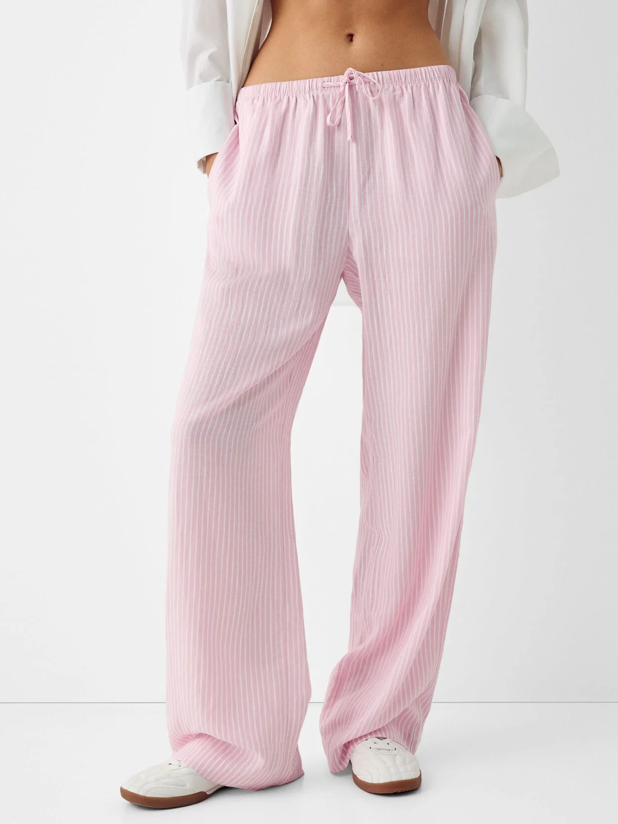 Casual Striped Long Elastic Waist Pant