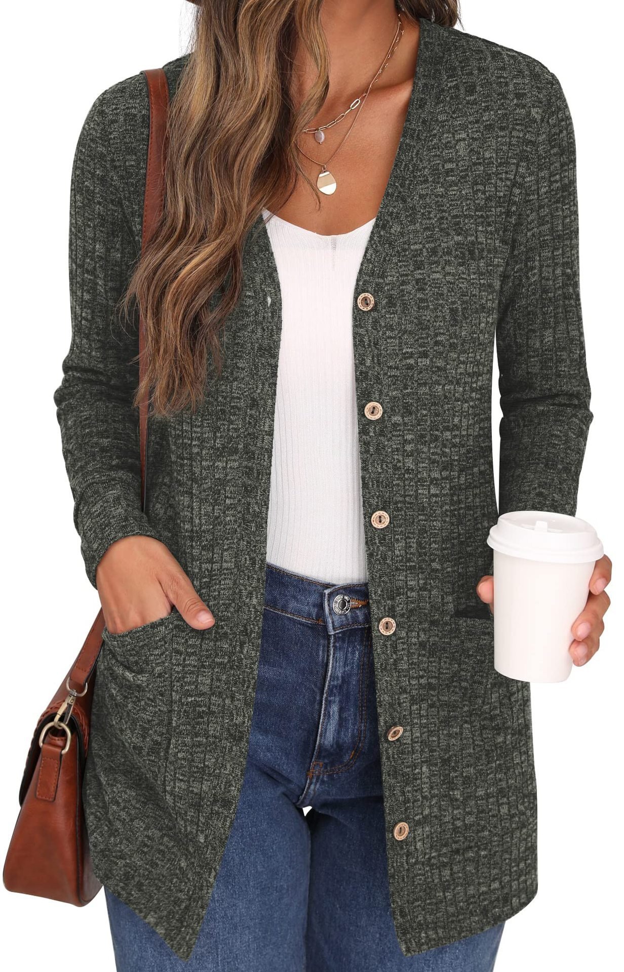 Women Plain Long Sleeve Comfy Casual Cardigan