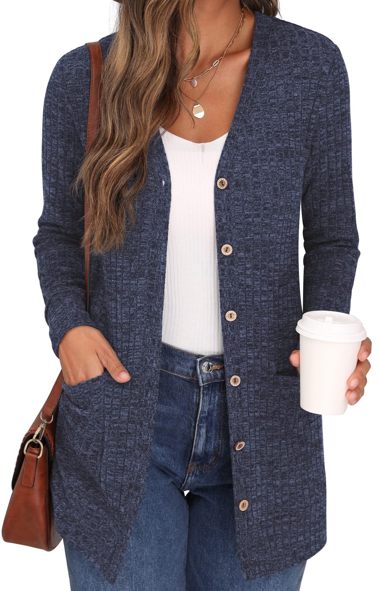 Women Plain Long Sleeve Comfy Casual Cardigan