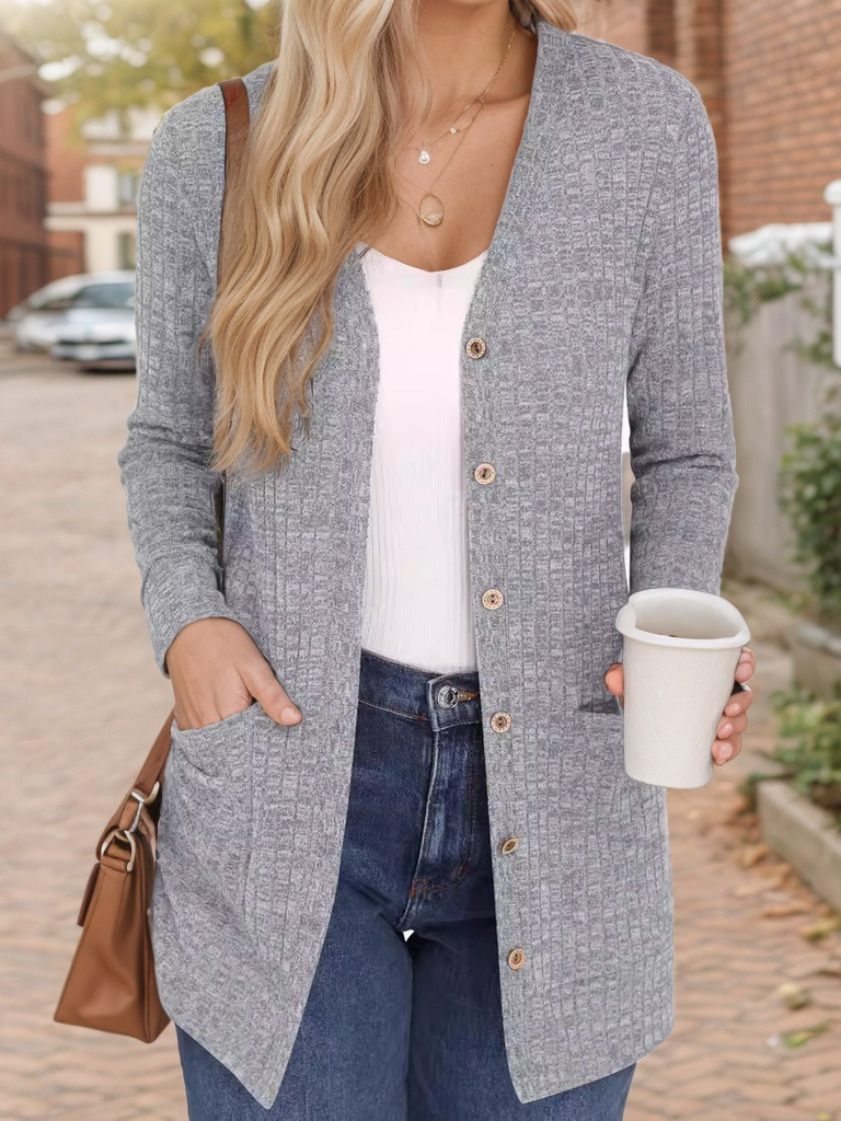 Women Plain Long Sleeve Comfy Casual Cardigan