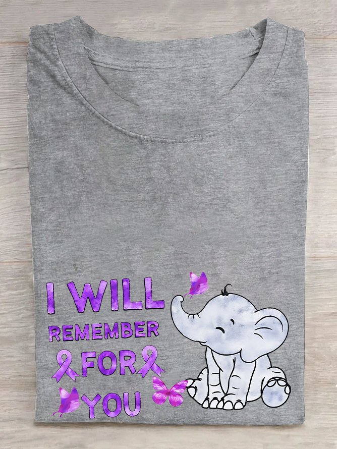 Casual Elephant Crew Neck Short Sleeve T-shirt