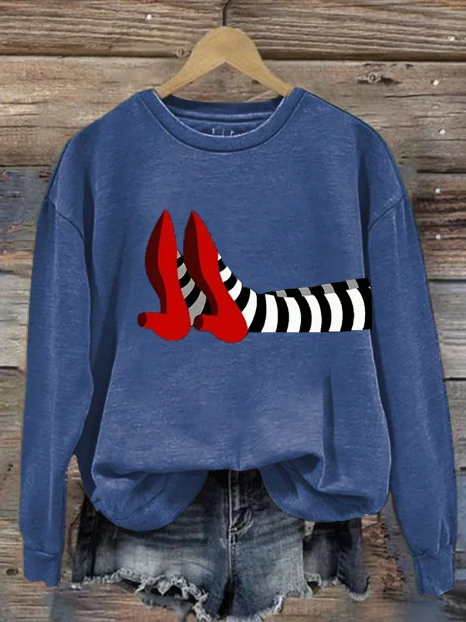Vintage Crew Neck Halloween Sweatshirt Printing