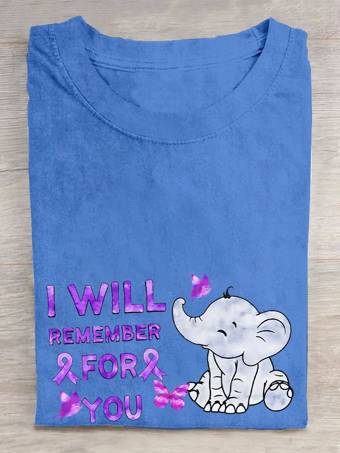 Casual Elephant Crew Neck Short Sleeve T-shirt