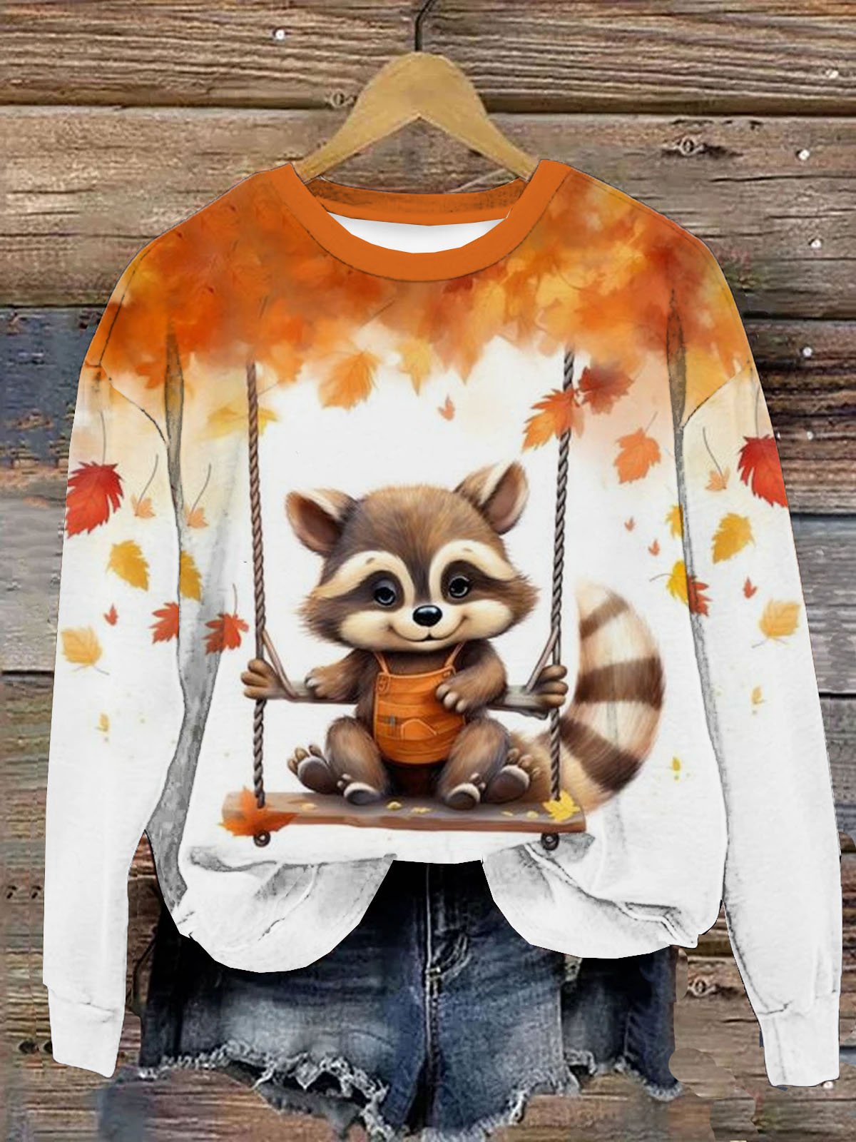 Casual Crew Neck Animal Sweatshirt