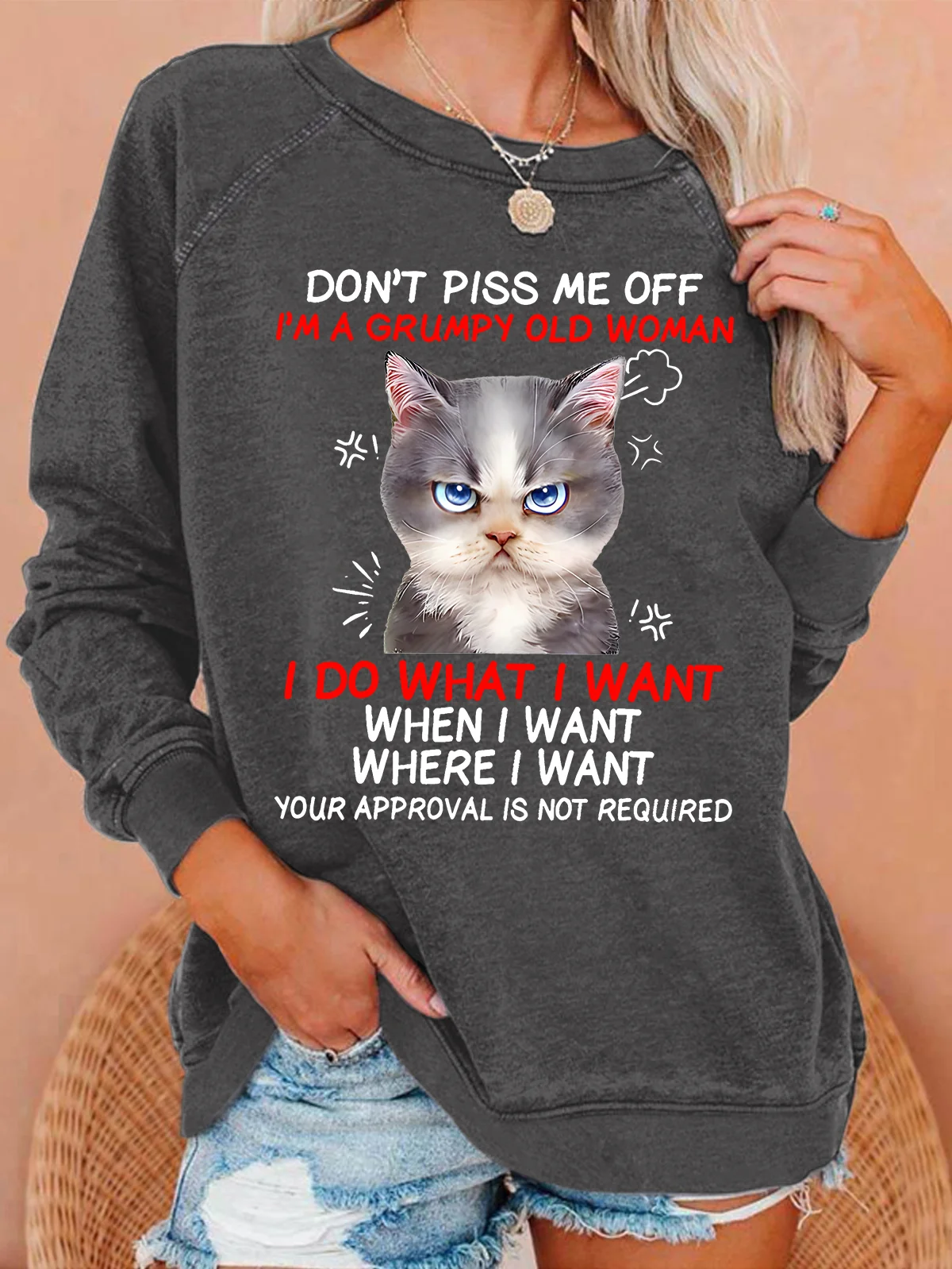 Casual Crew Neck Animal Sweatshirt