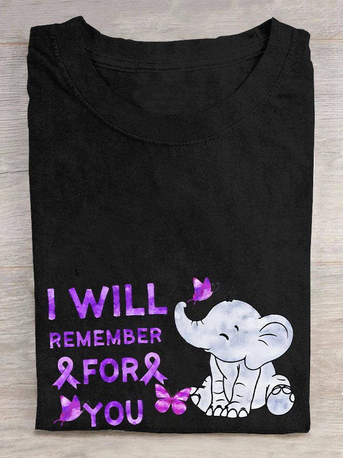 Casual Elephant Crew Neck Short Sleeve T-shirt