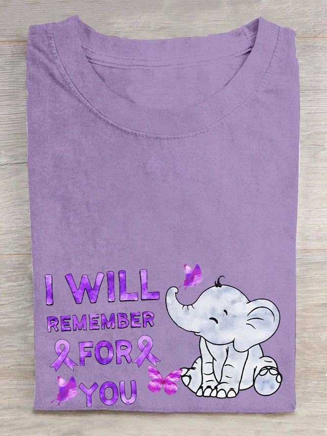 Casual Elephant Crew Neck Short Sleeve T-shirt