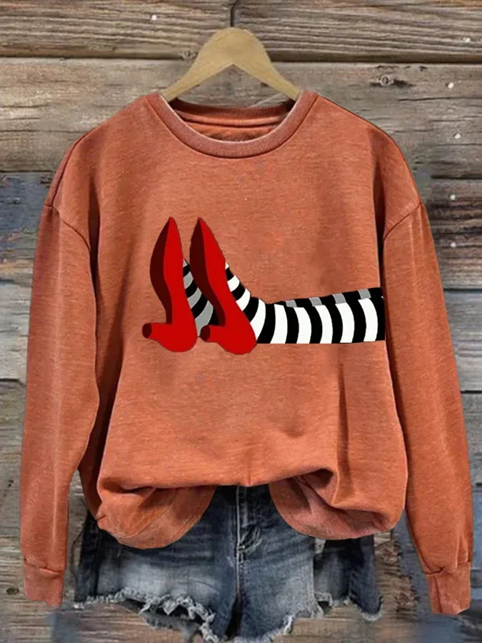 Vintage Crew Neck Halloween Sweatshirt Printing