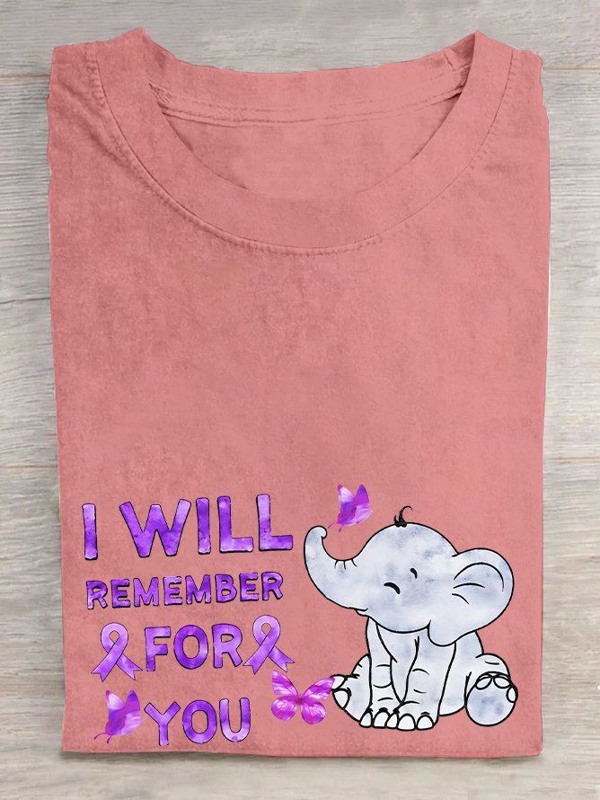 Casual Elephant Crew Neck Short Sleeve T-shirt