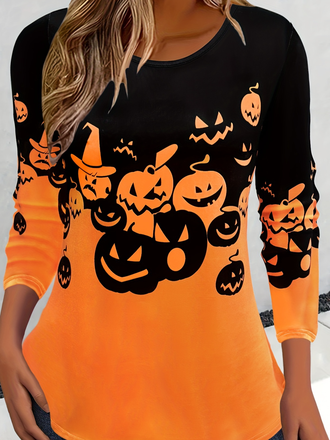 Casual Halloween Crew Neck Long Sleeve T-shirt