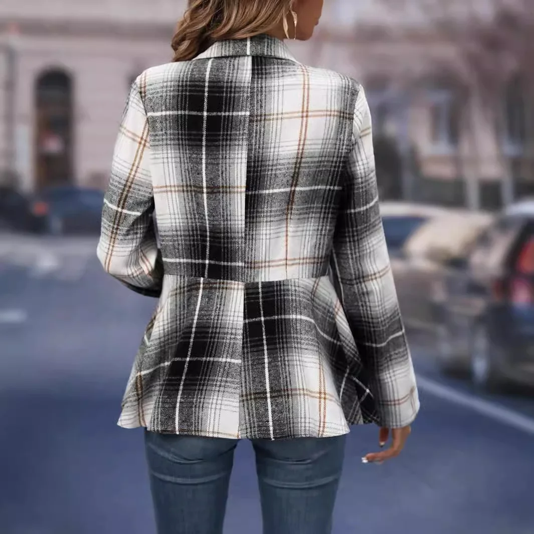 Women's Plaid Bomber Jacket Buckle Regular Regular Fit Jacket