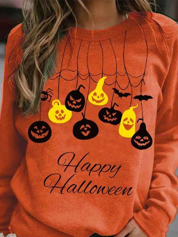 Casual Crew Neck Halloween Sweatshirt