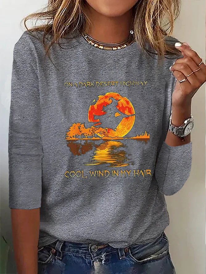 Casual Halloween Crew Neck Long Sleeve T-shirt