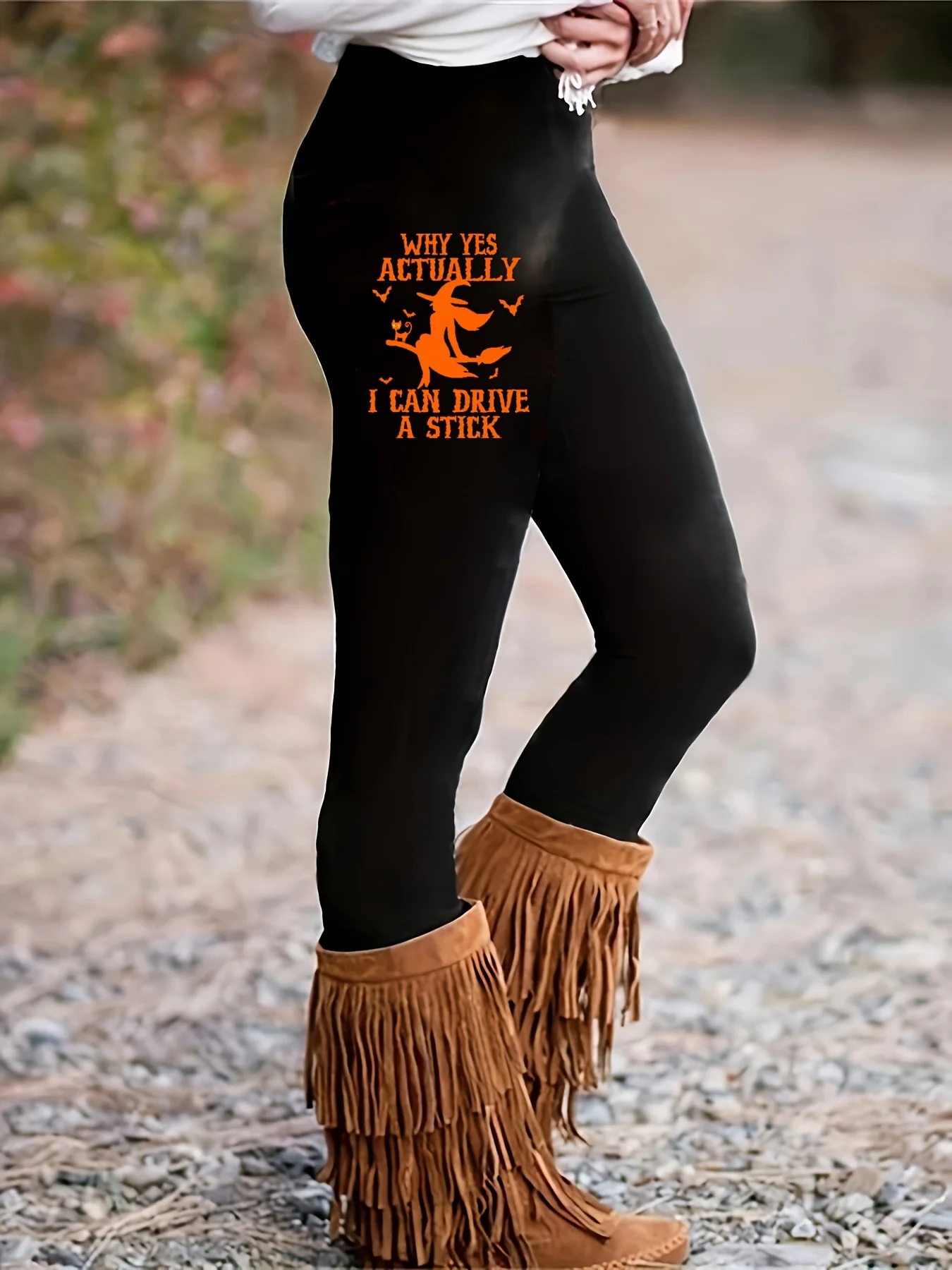 Casual Halloween Witch Prints Long Leggings