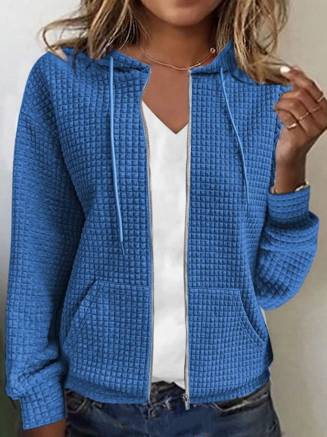 Women's Plain Buttoned Regular Loose Jacket