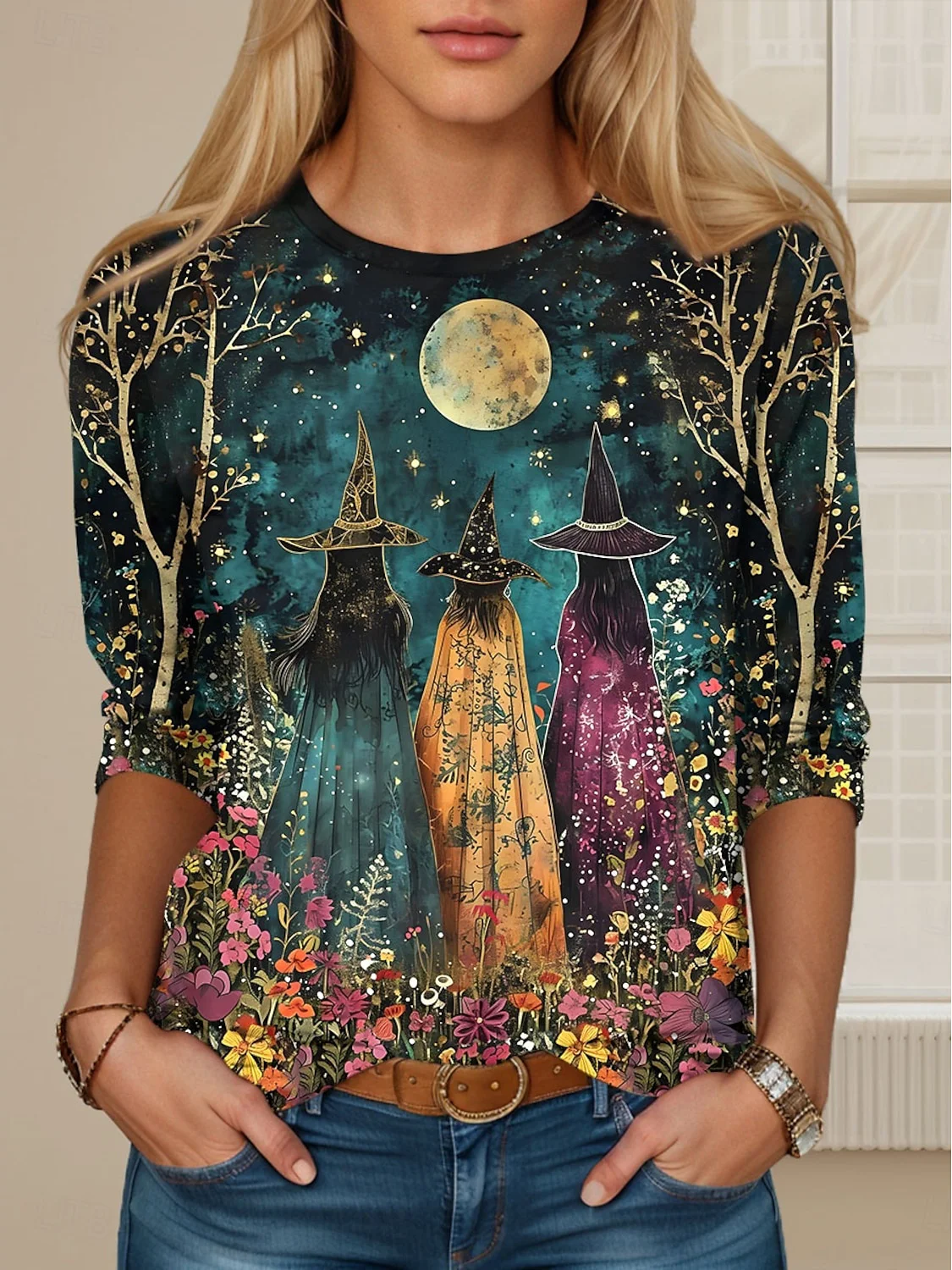 Vintage Halloween Crew Neck Long Sleeve T-shirt