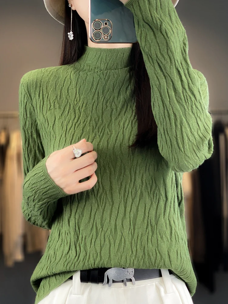 Women Wool/Knitting Plain Long Sleeve Comfy Casual Sweater