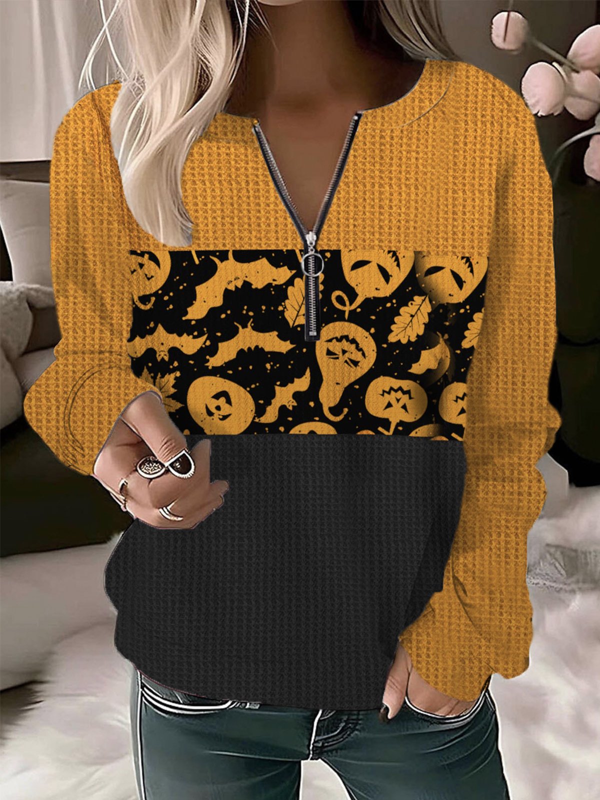 Casual Crew Neck Halloween Sweatshirt