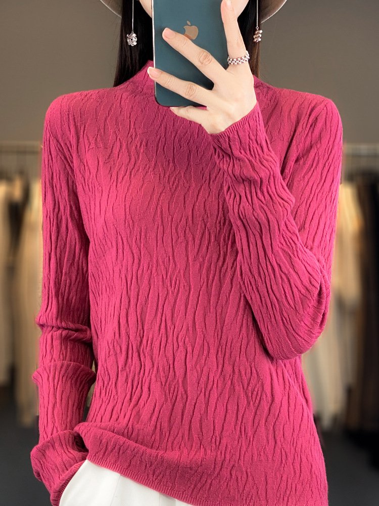 Women Wool/Knitting Plain Long Sleeve Comfy Casual Sweater