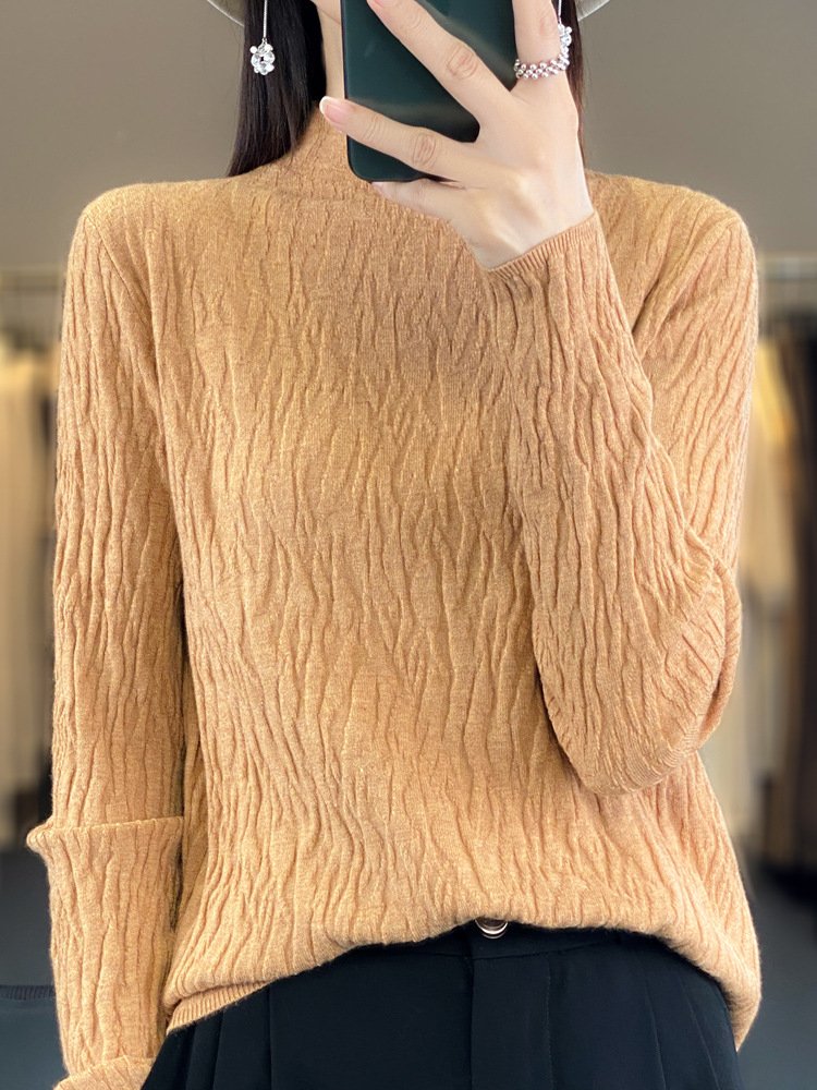 Women Wool/Knitting Plain Long Sleeve Comfy Casual Sweater