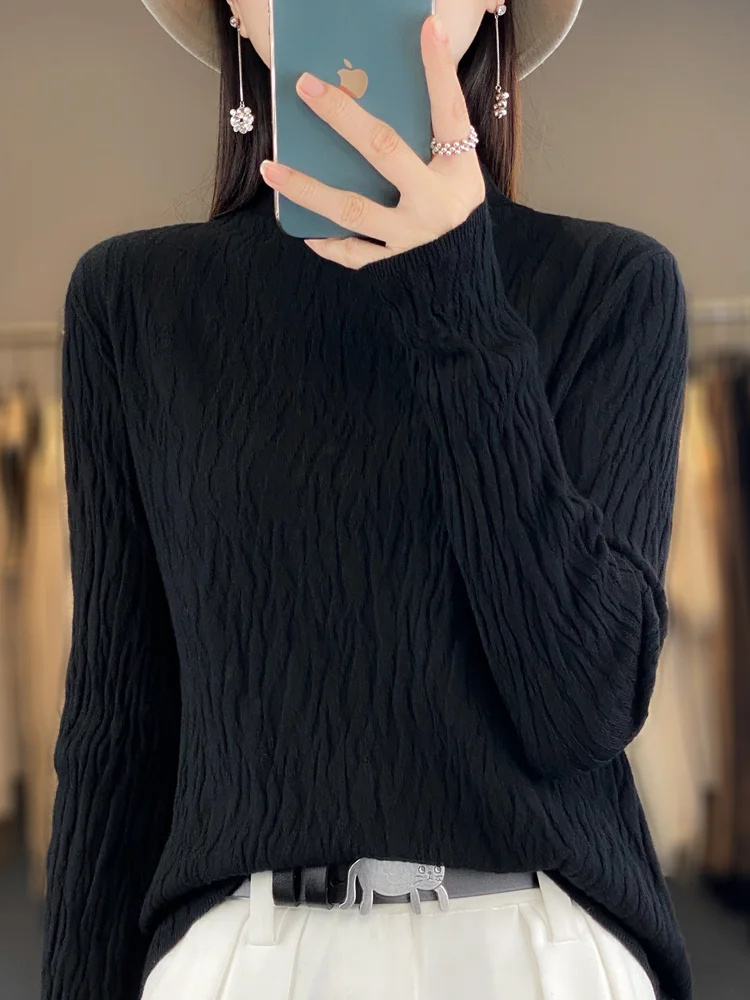 Women Wool/Knitting Plain Long Sleeve Comfy Casual Sweater