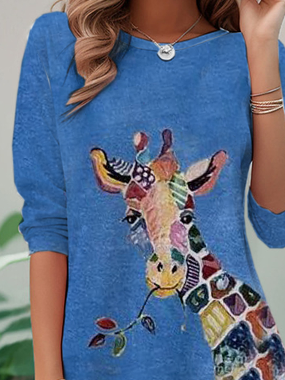 Casual Animal Crew Neck Long Sleeve T-shirt