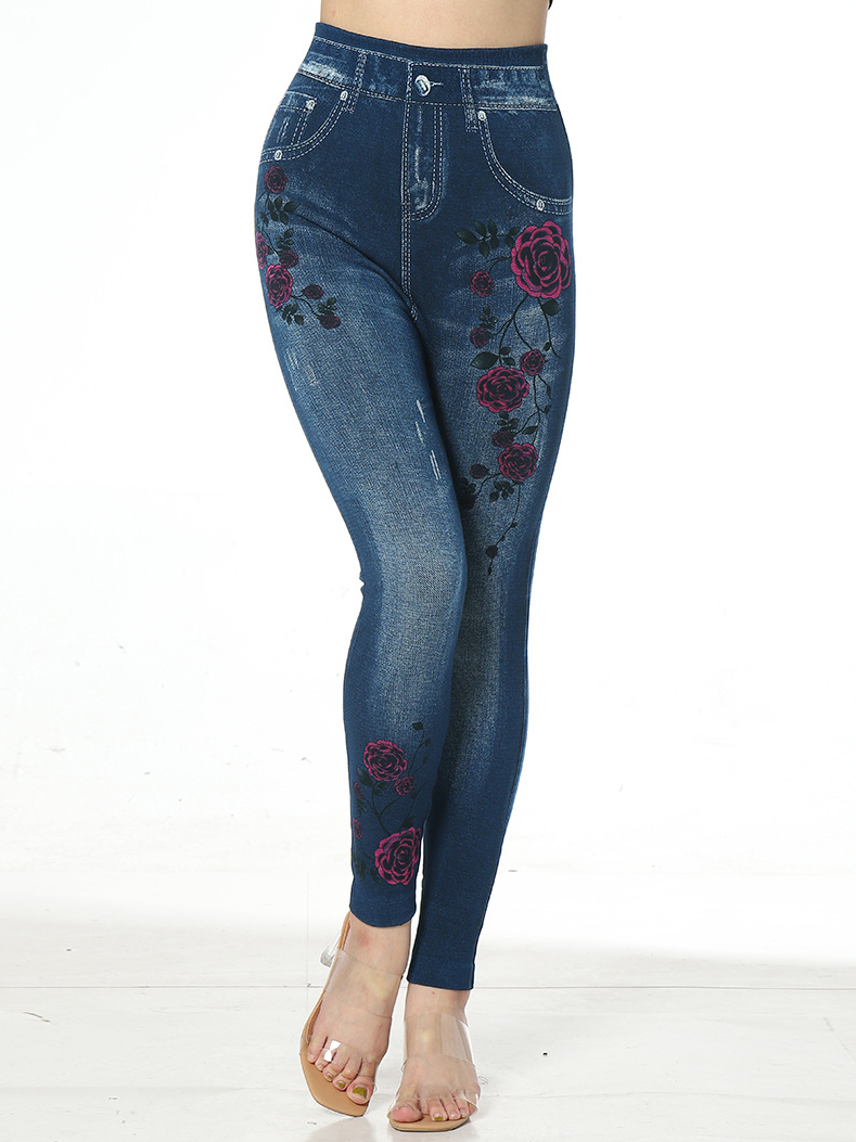 Women Casual Floral Ankle Pants Leggings