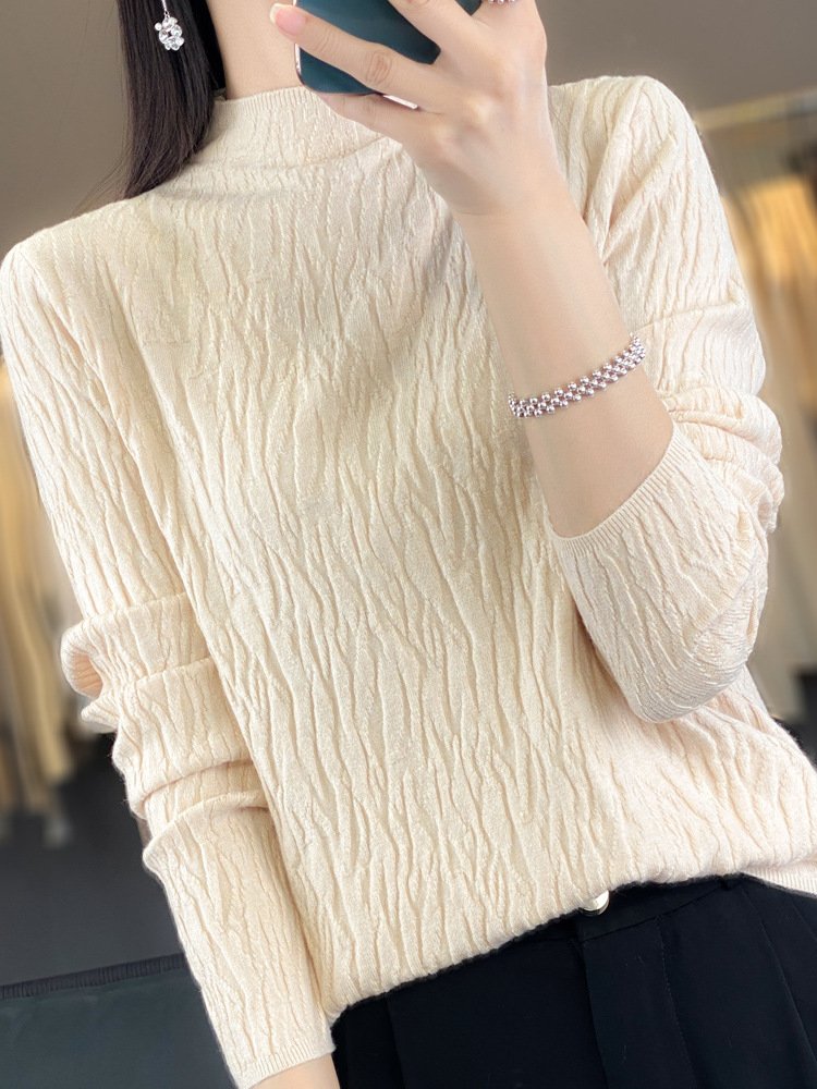 Women Wool/Knitting Plain Long Sleeve Comfy Casual Sweater