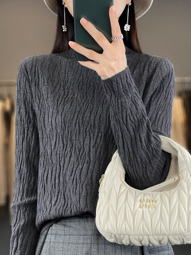 Women Wool/Knitting Plain Long Sleeve Comfy Casual Sweater